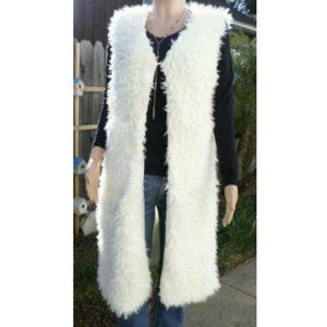 Mongolian Faux Sheep Fur Open Front Full Length Vest FREE SHIPPING
